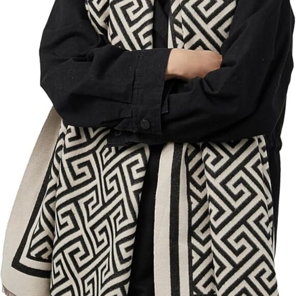 Versatile Extra Large Soft Scarf - Hand Wash Black and White Women's Shawl - Picture 1 of 7